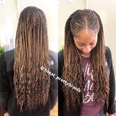 @neat_prettybraids New Page on Instagram: “Brittani and her crinkle end braids 😤😁😁 I love it tho  SWIPE⏪ ■Half FeedinBraids / Half Single Braids ■Hair And Color Used: Xpression…” Knotless Braids With Crinkle Ends, Single Braids, Braids Hair, Knotless Braids, Black Hairstyles, Box Braids, Hair Ideas, Braided Hairstyles, Black Hair