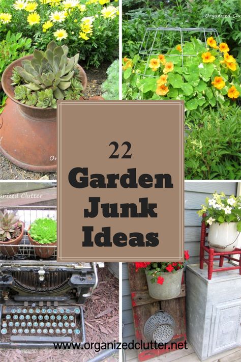 Garden Junk Ideas, Primitive Garden Decor, Creative Garden Decor, Recycled Garden Art, Upcycle Garden, Garden Junk, Piscina Natural, Garden Wallpaper, Recycled Garden