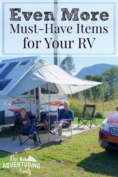 Have a new RV or trailer? Check this list of must-have items for your RV to make sure your ready for your first road trip or camping trip. Read more at ouradventuringfamily.com. #ouradventuringfamily #rv Rv Must Haves, Rv Essentials, Motorhome Interior, Rv Remodeling, Rv Traveling, Rving Full Time, Camper Van Conversions, Camping Must Haves, Rv Camping Tips