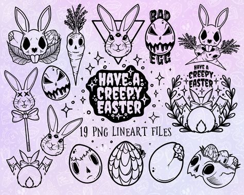 Easter Tattoo Ideas, Spooky Easter, Creepy Easter, Goth Png, Easter Clip Art, Easter Drawings, Soft Goth, Horror Drawing, Png Elements