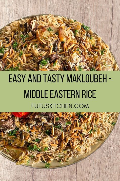 Middle East Rice, Arabic Appetizers Middle East, Middle East Rice Recipes, Traditional Middle Eastern Recipes, Maklouba Recipe Chicken, Arab Rice Recipe, Arabic Rice Recipes Middle East, Egyptian Rice Recipes, Turkish Rice Recipe