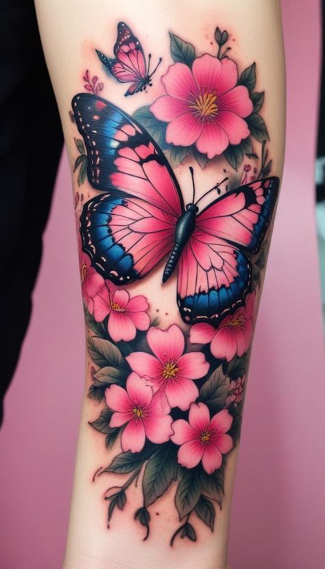 Manipulative Parents, Deco Tattoo, Colorful Sleeve Tattoos, Colour Tattoo For Women, Her Tattoo, Leopard Tattoos, Inner Forearm Tattoo, Butterfly Tattoos For Women, Tattoos For Women Flowers