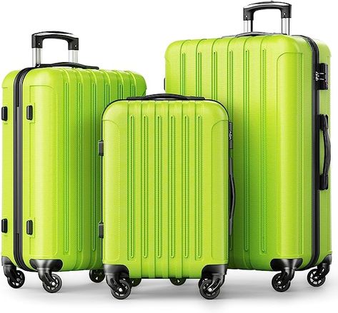 Luggage Outfit, Suitcase Sets, Green Luggage, 3 Piece Luggage Set, Lightweight Suitcase, Suitcase Set, Luggage Sets, Car Travel, Apple Green