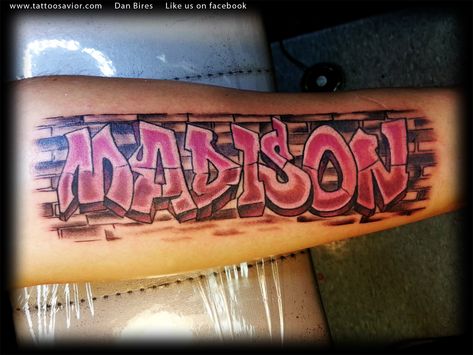 Brick Wall Tattoo, Names Tattoo, Graffiti Name, Hard Tattoos, Graffiti Names, Half Sleeve Tattoos Drawings, The Hills Have Eyes, Graffiti Piece, Graffiti Tattoo