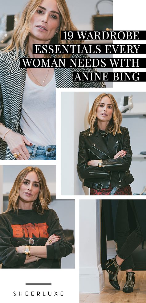 Capsule Wardrobe Essentials With Anine Bing Anine Bing Casual Style, Edgy Classic Capsule Wardrobe, Anie Bing Style, Rock Style Capsule Wardrobe, Annie Bing Outfit, Anita Bing Style, Edgy Winter Capsule Wardrobe, Rock Chic Capsule Wardrobe, Anine Bing Capsule Wardrobe