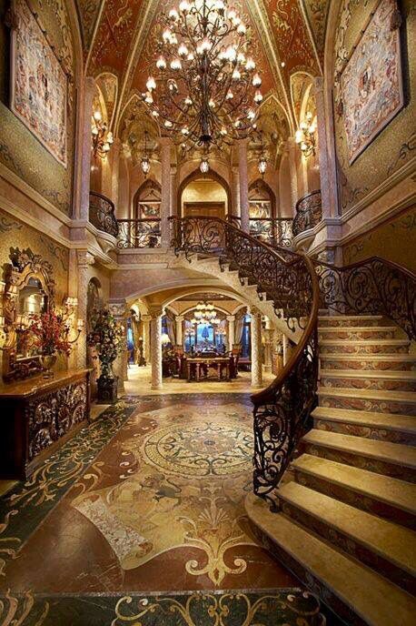 The Depp Hollywood mansion- former home of Bela Lugosi Mega Mansions, Versace Home, Stairway To Heaven, Grand Staircase, Design Living Room, House Goals, Beautiful Architecture, Amazing Architecture, Railing