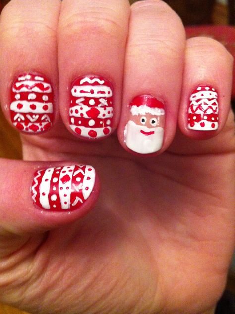 Ugly Christmas sweater inspired nails! Ugly Christmas Nails, Ugly Christmas Sweater Nails, Christmas Sweater Nails, Sweater Nails, Inspired Nails, Coffin Nails, Christmas Nails, All Things Christmas, Ugly Christmas