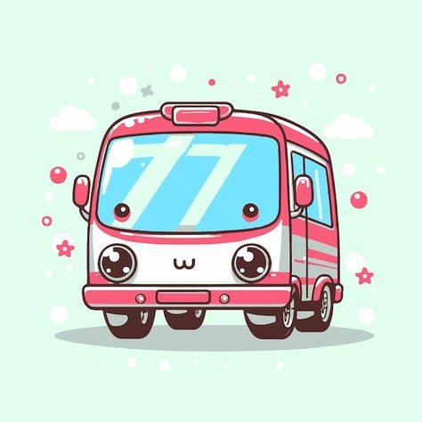 Cute cartoon bus vector illustration in ... | Premium Vector #Freepik #vector #illustration #art-work #car-cartoon #cute-cartoon Car Cartoon, Car Drawings, Flat Style, Green Background, Green Backgrounds, Fashion Flats, Premium Vector, Art Work, Cute Cartoon