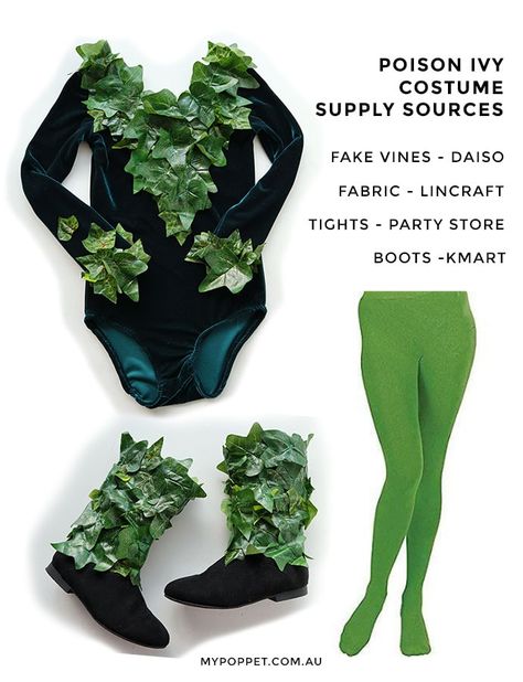 DIY: Poison Ivy Costume Cosplay | My Poppet Makes Poison Ivy Costume Kids, Diy Poison Ivy Costume, Poison Ivy Costume Diy, Poison Ivy Halloween Costume, Batman Costume Diy, Poison Ivy Costume, Halloween Costumes Scarecrow, Ivy Cosplay, Ivy Girl