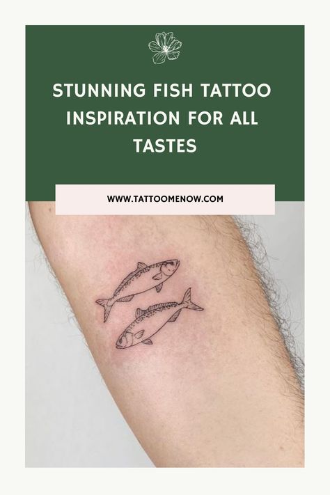 Stunning fish tattoo inspiration for all tastes 2 Fish Tattoo Design, 2 Fishes Tattoo, Family Of Fish Tattoo, Unique Fish Tattoo, Two Fish Tattoo Meaning, Fish Tattoo For Women, Single Line Fish Tattoo, Fine Line Fish Tattoo, Tropical Fish Tattoo