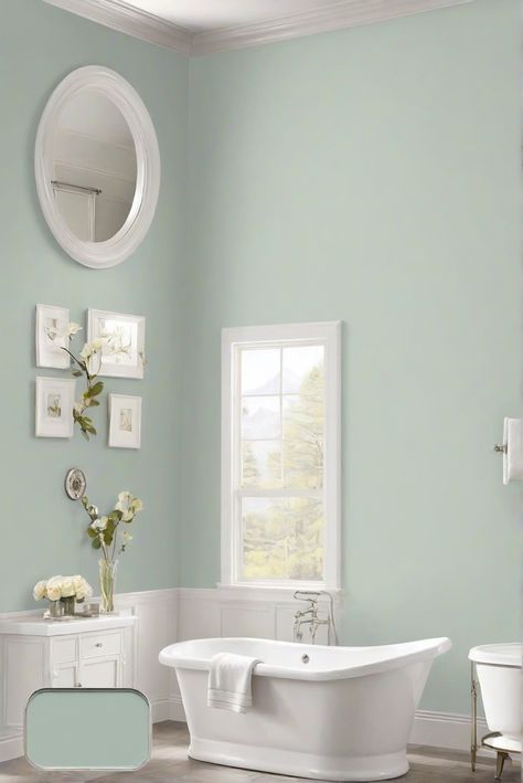 Is Mountain Air (SW 6224) Wall paint good for Bathroom [2024] Best Guide & Review - West Pear Interiors Beige Kitchen Cabinets, Bathroom 2024, Office Paint, Bathroom Decor Themes, Green Kitchen Cabinets, Kids Bedrooms, Upstairs Bathrooms, Bedroom Paint Colors, Diy Home Repair