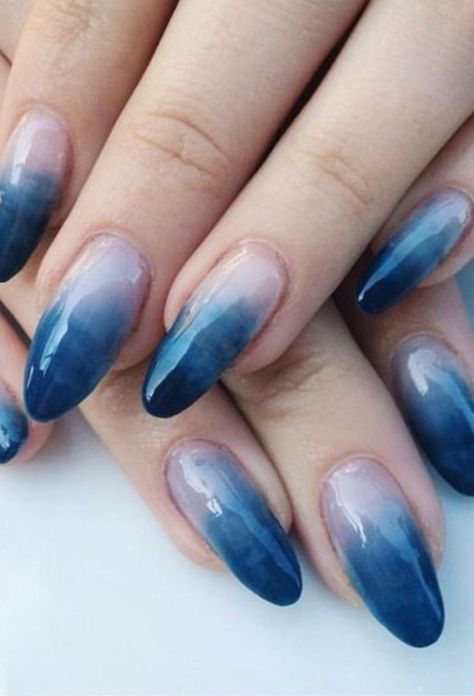 "Make a splash with these stunning blue ombre nail ideas inspired by the ocean. From turquoise waves to navy depths, these designs capture the beauty of the sea. Get your beach vibes on and ride the wave of style with these ocean-inspired blue ombre nails. #blue #nail Blue Watercolor Nails, Blue Ombre Acrylic Nails, Navy Blue Ombre Nails, Dark Blue Ombre Nails, Ombre Nails Blue, Ombre Blue Nails, Blue Ombre Nail, Blue Ombré Nails, Ocean Blue Nails