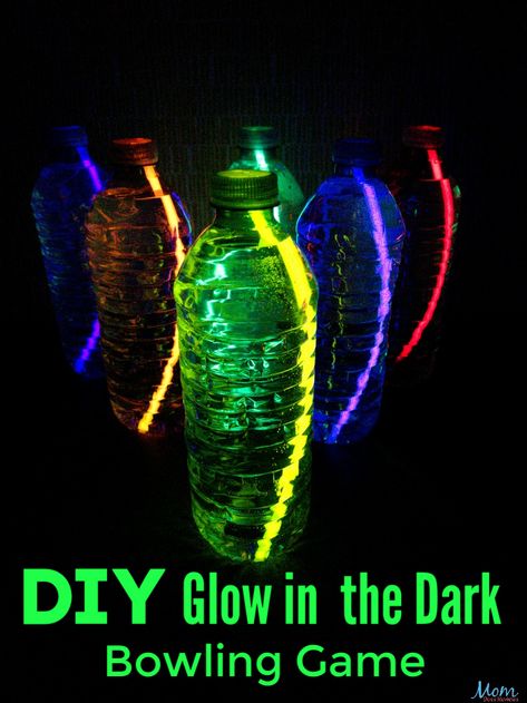 DIY Glow in the Dark Bowling Game #funstuff  #familyfun#TogetheratHome - Mom Does Reviews Glow In The Dark Bowling, Diy Glow In The Dark, Fun Bowling, Glow Jars, Teen Party Games, Diy Glow, Bowling Games, Glow Stick, Diy Upcycle