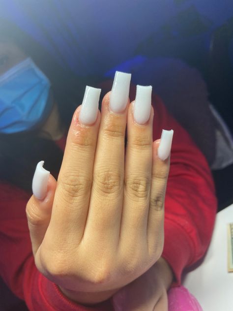 Plain Acrylic Nails Square, Medium White Acrylic Nails, White Nails Medium Length, Shorties Acrylic Nails Square, Nut White Nails, Cute Short Nails Acrylic, Shorties Acrylic Nails, Nails Acrylic Ideas, Acrylic Nails Square