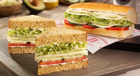 Veggie Sandwich Recipes, Jimmy Johns, Gourmet Sandwiches, Vegetarian Menu, Sandwich Shop, Vegetarian Sandwich, Veggie Sandwich, How To Make Sandwich, Club Sandwich