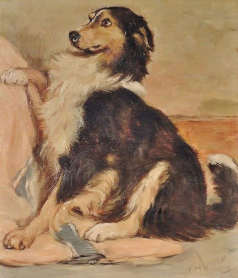 Closeup of a Collie in a vintage painting.  FYI only - this color would now be called a sable-faced tri. Scotch Collie, English Shepherd, Paint Rocks, Canine Art, Rough Collie, Visual Media, Weezer, Collie Dog, Animals Artwork