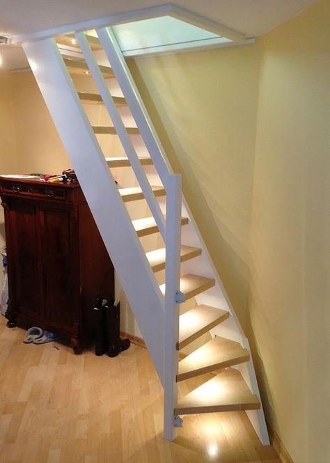 Attic Ladder Ideas, Loft Ladder Ideas, Space Saving Staircase, Loft Staircase, Attic Staircase, Attic Ladder, Tiny House Stairs, Loft Stairs, Loft Ladder