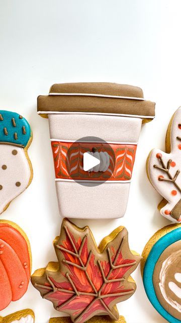 Victoria Jones | Decorated Sugar Cookies | Keller, TX on Instagram: "Nothing better in the morning than that first sip of fresh brewed coffee ☕️ 

Happy National Coffee Day to all my coffee loving friends 🧡

This latte’ decorated cookie was made with my pumpkin bread sugar cookie dough and adorned with a pumpkin royal icing transfer from my fall and Halloween royal icing transfer templates collection. 

You can find them both on my website or by commenting TRANSFERS below🧡🍂❤️

#nationalcoffeeday #lattecookies #pumpkinspiceeverything #decoratedcookies #fallcookies #wetonwetcookies #royalicingtransfers #cookiedecorating #satisfyingvideos 
#dfwcookies #kellertxcookies #coffeecookies" Coffee Cup Cookies Decorated, Halloween Royal Icing, Icing Transfer Templates, Happy National Coffee Day, Royal Icing Transfers, National Coffee Day, Coffee Day, Coffee Cookies, Decorated Sugar Cookies