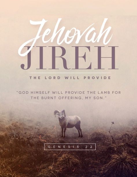 Promote your upcoming sermon series or Bible study on God's provision for His children, using this Jehovah Jireh The Lord Provides Church Flyer Template that features the image of a ram standing in the middle of a field. Fonts used: Didot, Fresh Script, Novecento Sans Wide God My Provider, Gods Provision Quotes, The Lord Provides, Jehovah Jireh Wallpaper, Jehovah Jireh Tattoo, Gods Provision, Gods Names, Jehovah Jireh, Jehovah Names