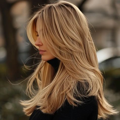 13 Trendy Long Layered Haircuts To Try Now - NeedleStar Layered Voluminous Haircuts, Womens Haircut Layers, Layers On Long Blonde Hair, Haircut For Long Blonde Hair, Long Straight Honey Blonde Hair, Long Hair Volume Layers, Long Layer Blonde Haircut, Trending Haircuts Layers, Blowout With Curtain Bangs Long Hair