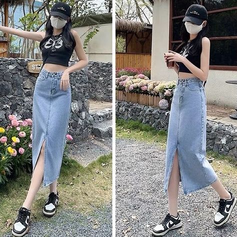 Skirt Korean, Outfit Korean Style, Outfit Korean, Denim Skirt Outfits, Denim Skirt Women, Skirt Outfits, Style Design, Stylish Design, Fashion Games