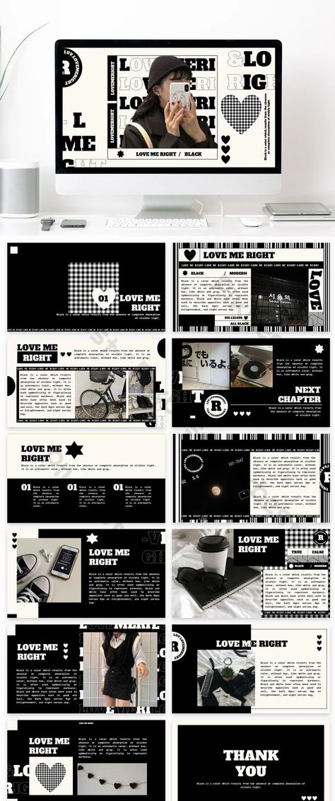 love me right black and white creative powerpoint template black Portfolio Ideas For School, Slideshow Aesthetic, Artist Presentation, Slideshow Design, Cute Powerpoint Templates, Mẫu Power Point, Slideshow Presentation, Presentation Slides Design, Powerpoint Slide Designs