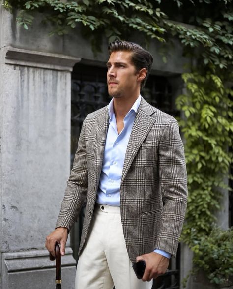 Prince Of Wales Blazer Outfit, Gray Sports Coat Outfit Men, Grey Sport Coat Outfit Mens, Sport Coat Outfit Mens, Sports Coat Outfit Men, Sartorial Men, Prince Of Wales Suit, Sport Coat Outfit, Formal Casual Outfits