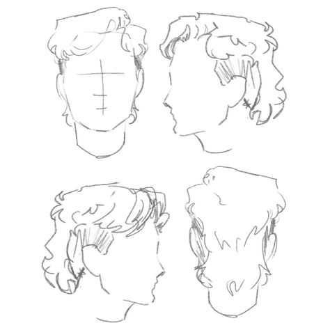 Mullet Side Profile Drawing, Big Nose Front View Drawing, Slicked Back Hair Art Reference, Sketchbook Art Inspiration Male, Haircut Art Drawing, Shaved Head Reference, Drawing A Mullet, Draw Hairstyles Men, How To Draw A Mullet Hair