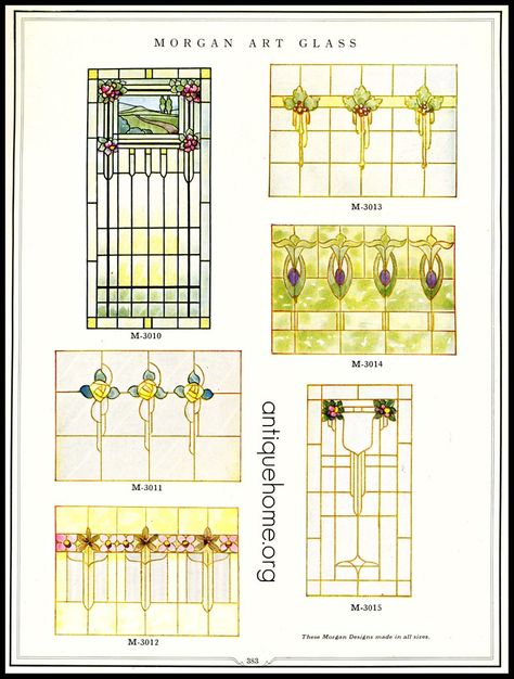 1920's Stained Glass Windows | www.antiquehome.org | Daily Bungalow | Flickr Craftsman Stained Glass Panels, Craftsman Stained Glass, Window Reference, Stained Glass Window Designs, Stained Glass Window Panels, Card Borders, Old Window Projects, Window Designs, زجاج ملون