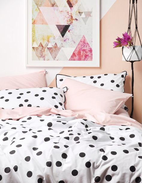 Polka dot linens Polka Dot Bedding, Scandi Living, Casa Vintage, Decoration Inspiration, The Design Files, Pink Walls, Beautiful Bedrooms, Design Case, Dream Bedroom