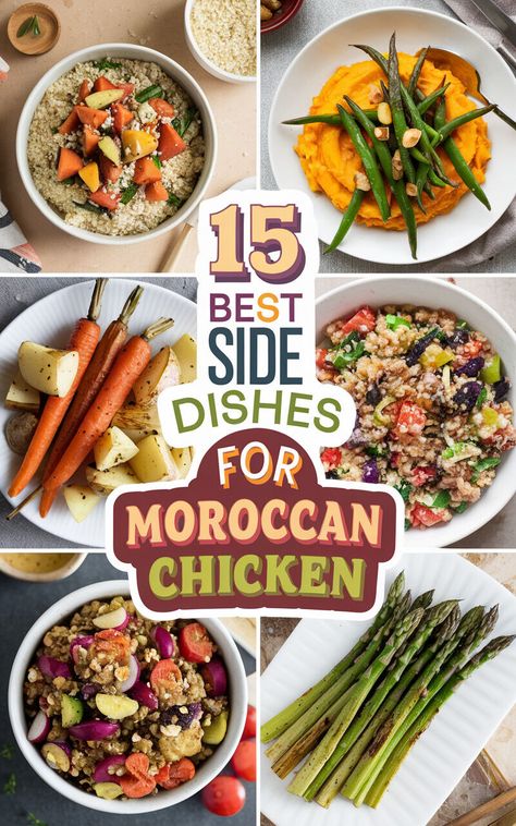 Upgrade your dinner game with these mouthwatering side dishes to serve with Moroccan chicken 🍽️🥗 #DinnerUpgrade #FoodGoals #Delicious Moroccan Side Dishes, Moroccan Chickpea Salad, Moroccan Dinner, Moroccan Carrot Salad, Moroccan Carrots, Chicken Tagine, Moroccan Dishes, Popular Side Dishes, Moroccan Chicken