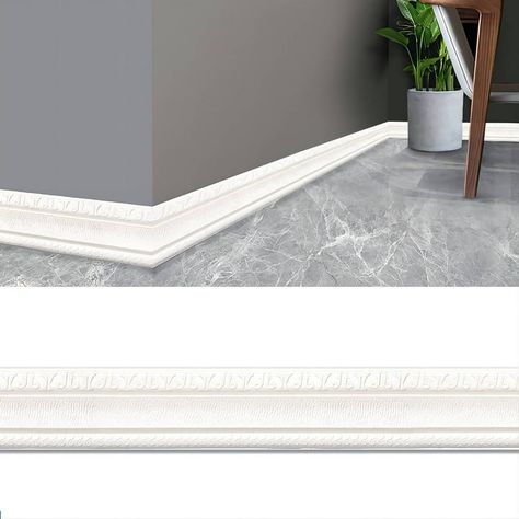 Self Adhesive 3D Wall Molding Line Baseboard Wallpaper Border, Waterproof Sticker for Decor - Walmart.com Foam Molding, Decorative Wall Molding, Baseboard Trim, Wall Stickers 3d, Border Wall, Wall Borders, Lines Wallpaper, Wallpaper Walls Decor, Dimensional Wall