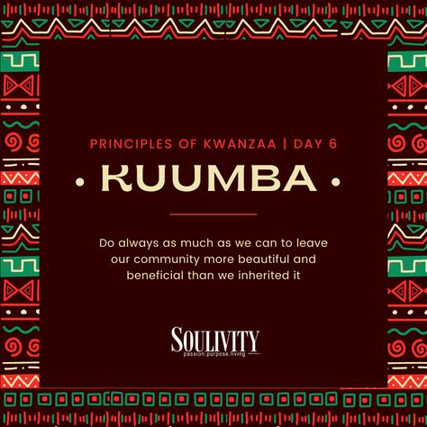 Today marks the sixth day of Kwanzaa! #Kwanzaa is an African American and pan-African holiday in which the Nguzo Saba, or Seven Principles, are observed. The sixth principle is #Kuumba - Creativity!  #kwanzaa #nguzosaba #kuumba #creativity Nguzo Saba, Days Of Kwanzaa, Kwanzaa Principles, Black Empowerment, Pan African, First Principle, Kwanzaa, World History, Instagram