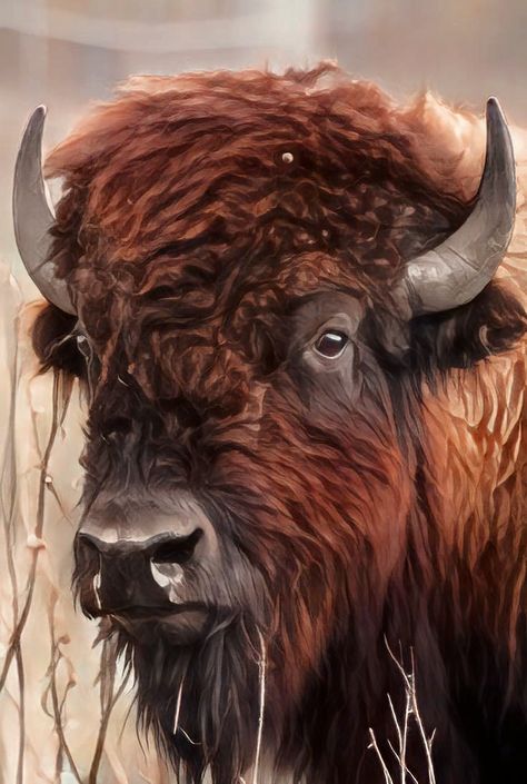 Buffalo Pictures Art, Buffalo Aesthetic, Tattoo Bull Skull, Nature Wallpapers Aesthetic, Buffalo Photography, Bison Pictures, Tattoo Bull, Aesthetic Wildlife, Bison Painting