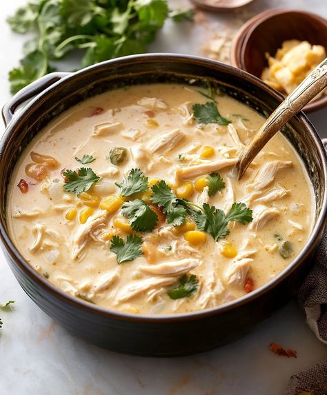 The Best Creamy White Chicken Chili Recipe White Chicken Chili Hominy, White Chicken Chili Great Northern Beans, Bush’s White Chicken Chili, High Protein White Chicken Chili, White Chilli Recipes, White Chicken Chili No Beans, White Bean Chicken Chilli, White Chicken Chili Recipe Easy, White Chicken Chili Stove Top