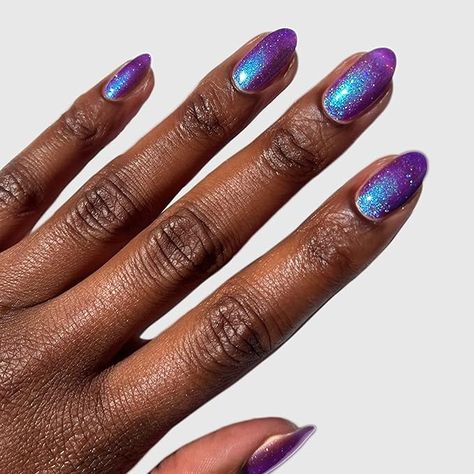 Amazon.com : Cirque Colors Night Fever - Deep Violet Color-Shifting Aurora Shimmer Nail Polish- 0.37 Fl Oz (11 mL) - Vegan & Cruelty-Free : Beauty & Personal Care Violet Glitter Nails, Purple Sparkle Nails, Violet Nail Polish, Blue Fingers, Hoco Nails, Solar Nails, Polished Nails, Shimmer Nail Polish, Cirque Colors