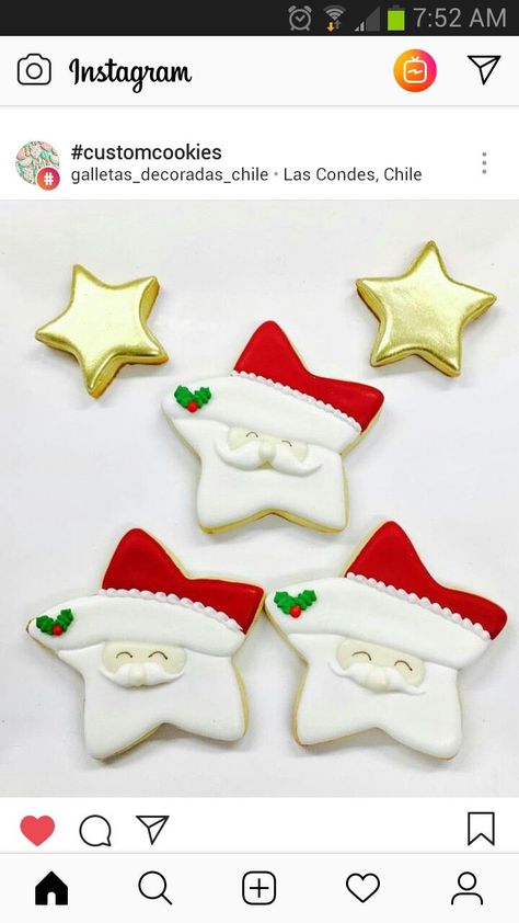 Christmas Cupcakes Decoration, Cute Christmas Cookies, Cake Christmas, Sugar Cookie Designs, Star Cookies, Creative Cookies, Xmas Cookies, Christmas Cookies Decorated, Christmas White