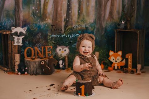 Woodland Theme Photoshoot, Woodland Theme Cake Smash, Woodland Cake Smash, Woodland Creatures Birthday, Woodland Theme Cake, Month Ideas, Woodland Cake, Smash Cake Boy, Forest Baby