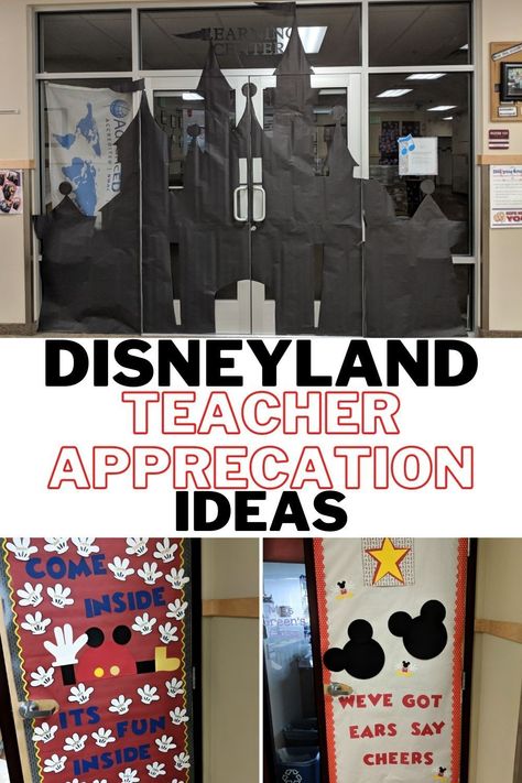 Get ideas for Teacher Appreciation week including decorations, gifts, activities and more! Disney Teacher Appreciation Week Door, Disney Staff Appreciation Week, Disney Teacher Appreciation Gifts, Disney Themed Teacher Appreciation Week, Teacher Appreciation Disney Theme, Disney Teacher Door Decorations, Disney Teacher Appreciation Door, Disney Teacher Appreciation Week, Teacher Appreciation Themes Week