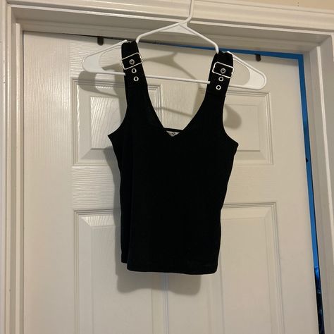 Buckle Strap V Neck Crop Top Buckle Crop Top, Black Mesh Crop Top, Sparkly Crop Tops, V Neck Crop Top, Pink Halter Top, Polka Dot Crop Top, Yellow Crop Top, Ruffle Crop Top, Wrap Crop Tops