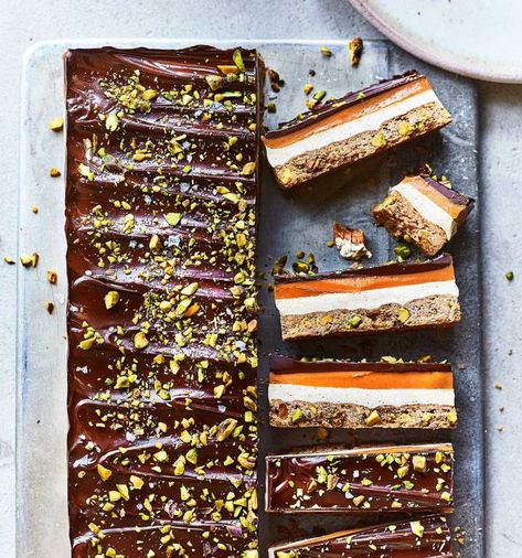 Food Polls, Healthy Protein Desserts, Sainsburys Recipes, Slice Recipe, Snickers Bar, Malted Milk, Slices Recipes, Photography Styling, Bakery Recipes