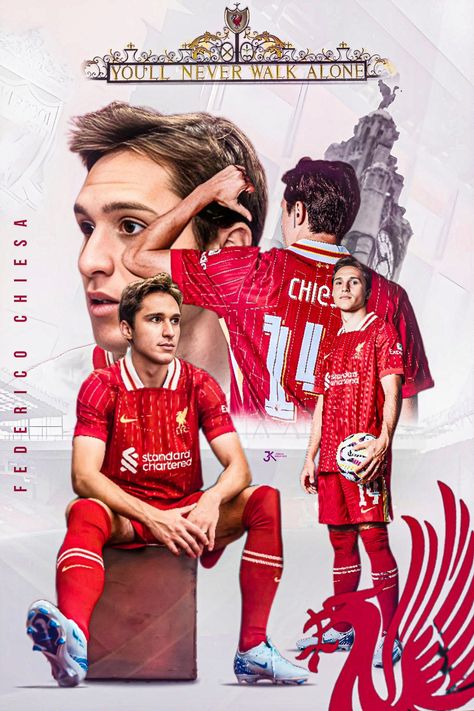 #sportposter #footballposter #graphicdesign #JoshuaKreatives📌 #FedericoChiesa #Liverpool Chiesa Liverpool, Federico Chiesa Liverpool, Liverpool Wallpapers, You'll Never Walk Alone, Soccer Guys, Football Poster, Sport Poster, Liverpool Fc, Liverpool