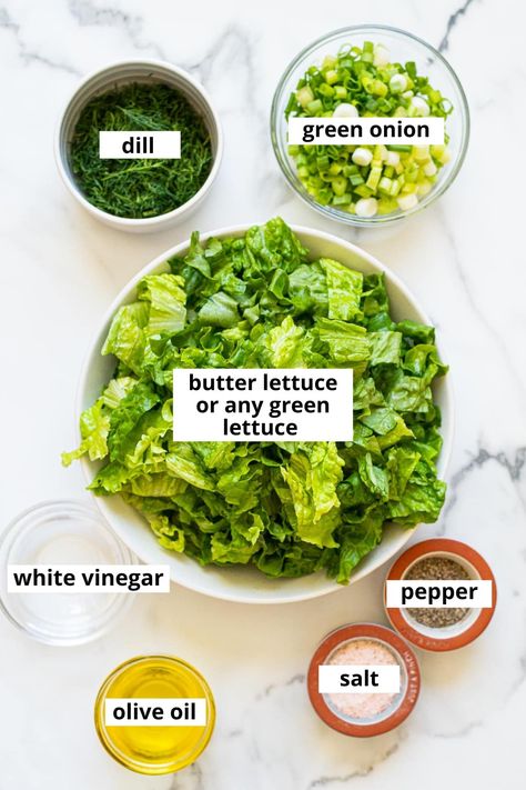 Simple Butter Lettuce Salad - iFoodReal.com Simple Lettuce Salad, Butter Crunch Lettuce, Oil And Vinegar Dressing, Butter Lettuce Salad, Mix Salad, Lettuce Salad Recipes, Lettuce Recipes, Spaghetti Recipes Easy, Spring Mix Salad