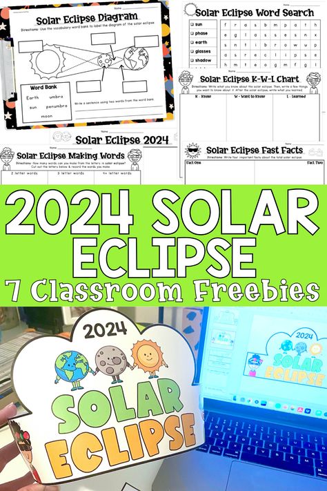 Are you looking for fun and easy solar eclipse worksheets and printables to use this April? Check out this post for 7 free activities, including a solar eclipse hat or crown! Get helpful activities to add to your solar eclipse lesson plans. Add these activities to your celebrations in kindergarten, 1st, and 2nd grade today. Plus, get 7 FREE resources you can use today! Learn more here! Eclipse Printable Free, Solar Eclipse Worksheets Free, Solar Eclipse Reading Activities, 2024 Solar Eclipse Worksheets, Solar Eclipse Hat Craft, Free Solar Eclipse Activities, Solar Eclipse Printable, Eclipse Kindergarten 2024, Solar Eclipse Lesson Elementary