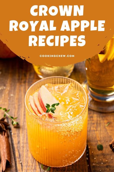 Discover the best Crown Royal Apple recipes and explore snack ideas and glassware options to elevate your favorite apple-flavored drinks. Drinks With Crown Royal, Apple Outfit Ideas, Apple Fall Drinks, Apple Crown Royal Drinks, Apple Crown Drinks, Halloween Cider, Crown Royal Recipes, Crown Drink, Apple Outfit