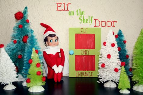 EASY DIY Elf on the shelf door gonna make a couple of these for around the house and outside Diy Elf Door, Elf On The Shelf Door, Diy Elf On The Shelf, Diy Elf, Elf On The Shelf Arrival, Shelf Door, Elf Door, Elf Magic, Xmas Elf