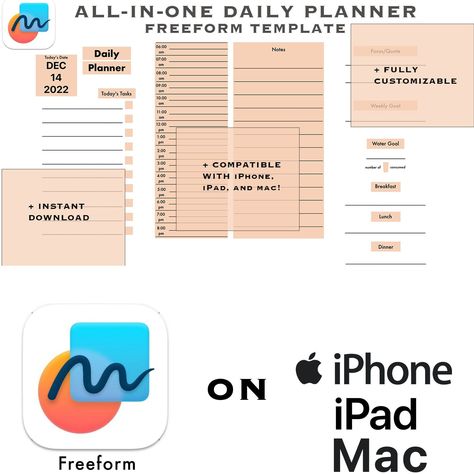 Freeform Template Daily Planner for iPad, iPhone, and Mac plannerpeace #minimalistramadanplanner. Ipad Template, Interactive Calendar, Quiet Book Templates, Birth Certificate Template, Planner Writing, Student Notebooks, Planner Templates, Notes Template, Template Word