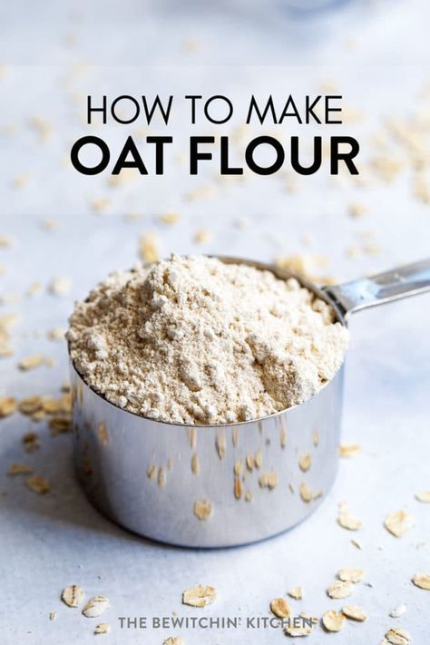 Have you ever heard of oat flour? It's a gluten free alternative for homemade muffins, pancakes, and other baked goods. I'm going to show you how to make oat flour, I promise it's super easy! #thebewitchinkitchen #oatflour #homemadeoatflour #howtomakeoatflour #glutenfreeflour #floursubstitution #wheatfree Make Oat Flour, Gluten Free Diet Plan, How To Make Oats, Baby Recipes, Flour Alternatives, Homemade Muffins, Flour Recipes, Oat Flour, Fall Baking