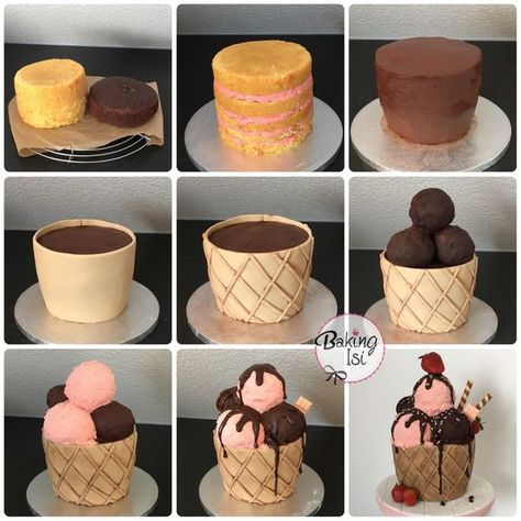 Kue Disney, Bee Cupcakes, Cakes And Desserts, Giant Cupcake, Ice Cream Pies, Cake Decorating Videos, Different Cakes, Cupcake Cake, Dessert Decoration