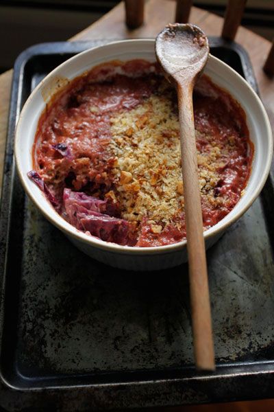 Red Cabbage Gratin Recipe | SAVEUR Cabbage Gratin, Vegetable Gratin Recipes, Vegetarian Christmas Dinner, Brussels Sprouts Gratin, Sweet Potato Gratin, Cabbage Casserole Recipes, Creamed Onions, Braised Lamb, Cabbage Casserole